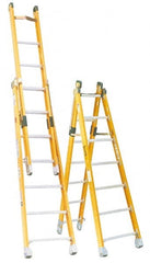 Made in USA - 7' High, Type IAA Rating, Fiberglass Extension Ladder - Exact Tool & Supply