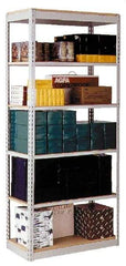 Hallowell - 6 Shelf Add-On Box Edge Open Steel Shelving - 450 Lb Capacity, 48" Wide x 87" High x 18" Deep, Gray - Exact Tool & Supply