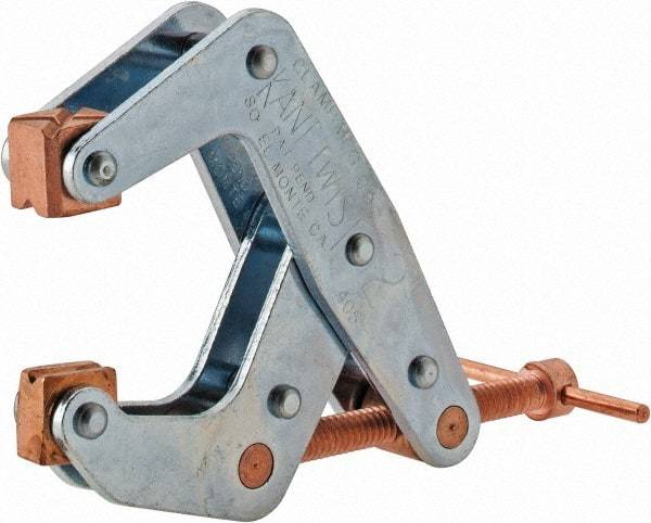 Kant Twist - 800 Lb, 2" Max Opening, 1-1/8" Open Throat Depth, 1-1/4" Closed Throat Depth, Cantilever Clamp - High Tensile Steel Jaw, T-Handle, 3-1/2" OAL, 3-1/4" Max Width - Exact Tool & Supply