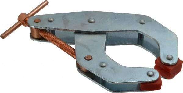 Kant Twist - 1,700 Lb, 4-1/2" Max Opening, 2-1/4" Open Throat Depth, 3-13/16" Closed Throat Depth, Cantilever Clamp - Polyurethane Jaw, T-Handle, 6-1/2" OAL, 7" Max Width - Exact Tool & Supply