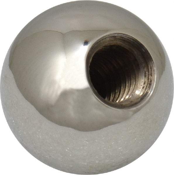 Gibraltar - 3/8-16 Thread, 1" Diam, Threaded Hole Ball Knob - Natural, Stainless Steel, Smooth Grip, 1/2" Hole Depth - Exact Tool & Supply