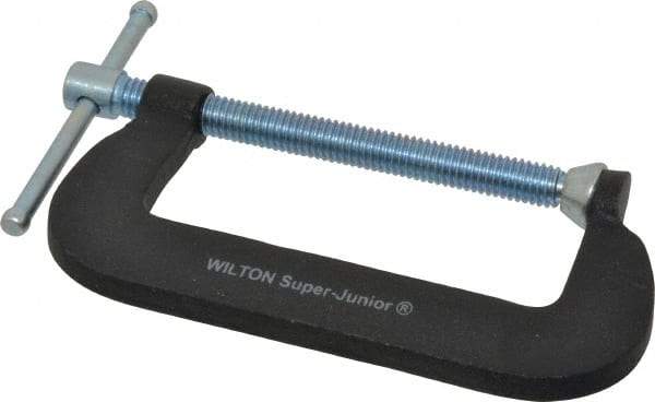 Wilton - Light-Duty 3" Max Opening, 1-3/8" Throat Depth, Forged Steel Standard C-Clamp - 1,100 Lb Capacity, 0" Min Opening, Standard Throat Depth, Steel Screw - Exact Tool & Supply