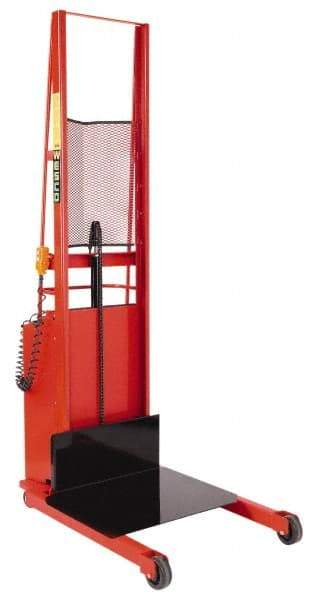 Wesco Industrial Products - 1,000 Lb Capacity, 60" Lift Height, Battery Powered Stacker - 5-3/4" Lowered Height, 15" Load Center, 24" Fork Length, 24" Overall Width - Exact Tool & Supply