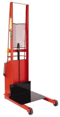 Wesco Industrial Products - 1,000 Lb Capacity, 60" Lift Height, Battery Powered Stacker - 5-3/4" Lowered Height, 15" Load Center, 24" Fork Length, 24" Overall Width - Exact Tool & Supply
