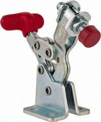 De-Sta-Co - 150 Lb Holding Capacity, Horizontal Handle, Manual Hold Down Toggle Clamp - 170° Handle Movement, 90° Bar Opening, U-Bar, Flanged Base, Electro-Plated Zinc, Carbon Steel - Exact Tool & Supply