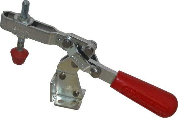 De-Sta-Co - 375 Lb Holding Capacity, Vertical Handle, Manual Hold Down Toggle Clamp - 60° Handle Movement, 185° Bar Opening, U-Bar, Flanged Base, Electro-Plated Zinc, Carbon Steel - Exact Tool & Supply
