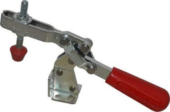 De-Sta-Co - 375 Lb Holding Capacity, Vertical Handle, Manual Hold Down Toggle Clamp - 60° Handle Movement, 185° Bar Opening, U-Bar, Flanged Base, Electro-Plated Zinc, Carbon Steel - Exact Tool & Supply