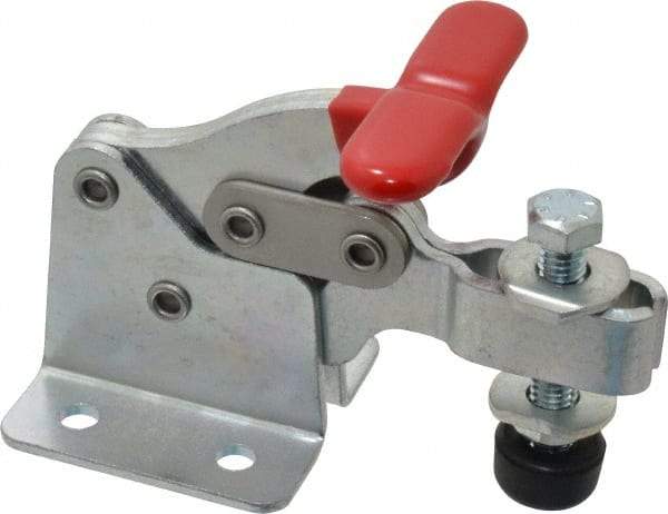 De-Sta-Co - 350 Lb Holding Capacity, Horizontal Handle, Manual Hold Down Toggle Clamp - 173° Handle Movement, 92° Bar Opening, U-Bar, Flanged Base, Electro-Plated Zinc, Carbon Steel - Exact Tool & Supply