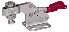 De-Sta-Co - 850 Lb Holding Capacity, Horizontal Handle, Manual Hold Down Toggle Clamp - 59° Handle Movement, 93° Bar Opening, U-Bar, Flanged Base, Electro-Plated Zinc, Stainless Steel - Exact Tool & Supply