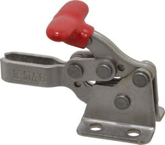 De-Sta-Co - 200 Lb Holding Capacity, Horizontal Handle, Manual Hold Down Toggle Clamp - 170° Handle Movement, 90° Bar Opening, U-Bar, Flanged Base, Electro-Plated Zinc, Stainless Steel - Exact Tool & Supply