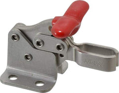 De-Sta-Co - 350 Lb Holding Capacity, Horizontal Handle, Manual Hold Down Toggle Clamp - 173° Handle Movement, 92° Bar Opening, U-Bar, Flanged Base, Electro-Plated Zinc, Stainless Steel - Exact Tool & Supply
