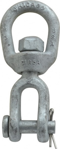Made in USA - 2, 250 Lbs. Load Limit, 4-5/8 Inches Long x 3/8 Inch Diameter Jaw Eye Swivel - Exact Tool & Supply