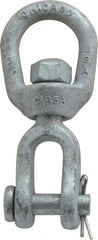 Made in USA - 2, 250 Lbs. Load Limit, 4-5/8 Inches Long x 3/8 Inch Diameter Jaw Eye Swivel - Exact Tool & Supply