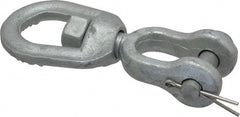 Made in USA - 3, 600 Lbs. Load Limit, 6-1/8 Inches Long x 1/2 Inch Diameter Jaw Eye Swivel - Exact Tool & Supply