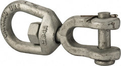 Made in USA - 5, 200 Lbs. Load Limit, 7-3/8 Inches Long x 5/8 Inch Diameter Jaw Eye Swivel - Exact Tool & Supply