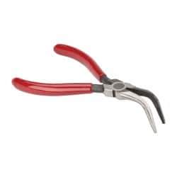 Proto - 6-5/16" OAL, 1-5/8" Jaw Length x 3/4" Jaw Width, Long Nose Bent Nose Pliers - Serrated Jaw, Chain Nose Head, Plastisol Handles - Exact Tool & Supply