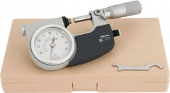 Mitutoyo - 0 to 1 Inch Range, 0.0001 Inch Graduation, Mechanical Indicating Micrometer - Accurate to 0.0001 Inch, Carbide-Tipped Measuring Face, Includes Fitted Plastic Case - Exact Tool & Supply
