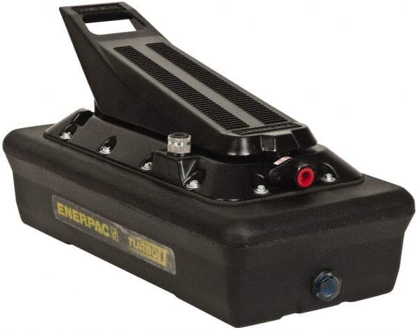 Enerpac - 10,000 psi Air-Hydraulic Pump & Jack - 230 Cu In Oil Capacity, Use with Single Acting Cylinders, Advance, Hold & Retract - Exact Tool & Supply