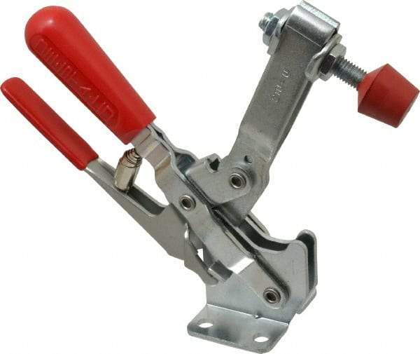 De-Sta-Co - 600 Lb Holding Capacity, Vertical Handle, Manual Hold Down Toggle Clamp - 58° Handle Movement, 103° Bar Opening, U-Bar, Flanged Base, Electro-Plated Zinc, Carbon Steel - Exact Tool & Supply