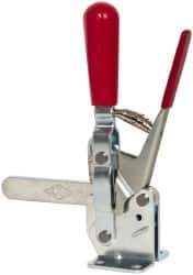 De-Sta-Co - 750 Lb Holding Capacity, Vertical Handle, Manual Hold Down Toggle Clamp - 58° Handle Movement, 103° Bar Opening, Solid Bar, Flanged Base, Electro-Plated Zinc, Carbon Steel - Exact Tool & Supply