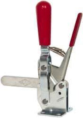 De-Sta-Co - 750 Lb Holding Capacity, Vertical Handle, Manual Hold Down Toggle Clamp - 58° Handle Movement, 103° Bar Opening, Solid Bar, Flanged Base, Electro-Plated Zinc, Carbon Steel - Exact Tool & Supply
