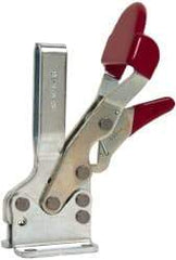 De-Sta-Co - 750 Lb Holding Capacity, Horizontal Handle, Manual Hold Down Toggle Clamp - 70° Handle Movement, 92° Bar Opening, U-Bar, Flanged Base, Electro-Plated Zinc, Carbon Steel - Exact Tool & Supply