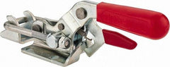 De-Sta-Co - 2,000 Lb Capacity, Horizontal, U Hook, Flanged Base, Carbon Steel Pull Action Latch Clamp - 2-1/2" Drawing Movement, 8.2" OAL, Threaded U Hook, Straight Handle - Exact Tool & Supply