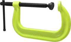 Wilton - Regular-Duty 6-1/16" Max Opening, 4-1/8" Throat Depth, Forged Steel Standard C-Clamp - 6,600 Lb Capacity, 0" Min Opening, Deep Throat, Alloy Steel Screw - Exact Tool & Supply