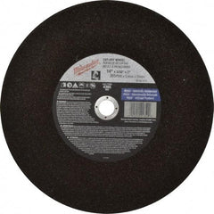Milwaukee Tool - 14" 36 Grit Aluminum Oxide Cutoff Wheel - 3/32" Thick, 1" Arbor, 4,365 Max RPM, Use with Angle Grinders - Exact Tool & Supply