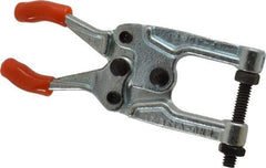 Lapeer - 181.44 Kg Load Capacity, 1-3/16" Throat Depth, 4-3/4" OAL, Carbon Steel, C Style Plier Clamp - 31/32" Max Jaw Capacity, 1/4-20 Spindle, 0.97" Open Throat Height, Orange Handle, Spindle End - Exact Tool & Supply