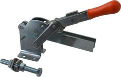 Lapeer - 1,200 Lb Holding Capacity, Vertical Handle, Manual Hold Down Toggle Clamp - 155° Handle Movement, 110° Bar Opening, U-Bar, Flanged Base, Carbon Steel - Exact Tool & Supply