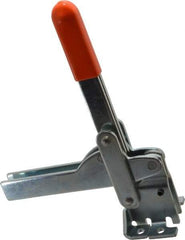 Lapeer - 800 Lb Holding Capacity, Vertical Handle, Manual Hold Down Toggle Clamp - 150° Handle Movement, 115° Bar Opening, U-Bar, Flanged Base, Carbon Steel - Exact Tool & Supply