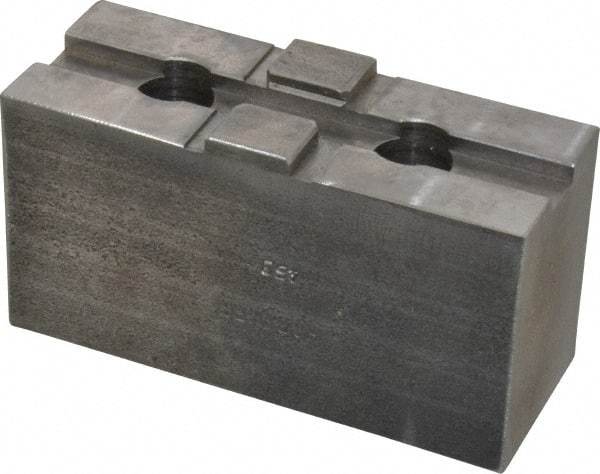 H & R Manufacturing - 10" Chuck Capacity, Tongue & Groove Attachment, Square Soft Lathe Chuck Jaw - Steel, 2.12" Btw Mount Hole Ctrs, 4-1/2" Long x 1-3/4" Wide x 2-3/8" High, 1/2" Groove - Exact Tool & Supply