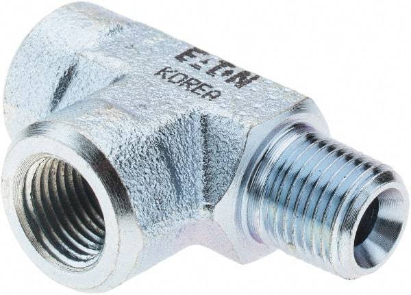Eaton - Stainless Steel Industrial Pipe Tee - MNPT x FNPT x FNPT, 5,000 psi - Exact Tool & Supply