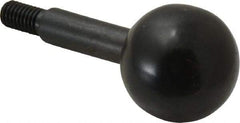 Gibraltar - 10-32 Stem, 3/4" Knob Diam, 1/4" Shaft Diam, Gear Lever Arm with Ball Knob - 3/8" Thread Length, 1-1/2" Handle Length, Carbon Steel Shaft, Plastic Knob - Exact Tool & Supply
