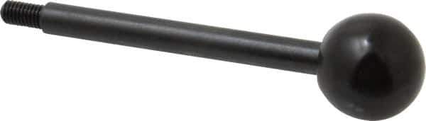 Gibraltar - 10-32 Stem, 3/4" Knob Diam, 1/4" Shaft Diam, Gear Lever Arm with Ball Knob - 3/8" Thread Length, 3" Handle Length, Carbon Steel Shaft, Plastic Knob - Exact Tool & Supply