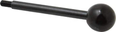 Gibraltar - 10-32 Stem, 3/4" Knob Diam, 1/4" Shaft Diam, Gear Lever Arm with Ball Knob - 3/8" Thread Length, 3" Handle Length, Carbon Steel Shaft, Plastic Knob - Exact Tool & Supply