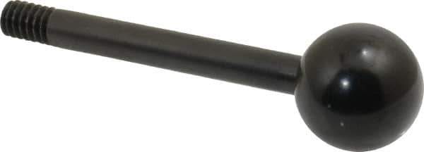 Gibraltar - 1/4-20 Stem, 3/4" Knob Diam, 1/4" Shaft Diam, Gear Lever Arm with Ball Knob - 3/8" Thread Length, 2-1/2" Handle Length, Carbon Steel Shaft, Plastic Knob - Exact Tool & Supply
