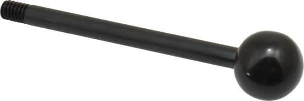 Gibraltar - 1/4-20 Stem, 3/4" Knob Diam, 1/4" Shaft Diam, Gear Lever Arm with Ball Knob - 3/8" Thread Length, 3-1/2" Handle Length, Carbon Steel Shaft, Plastic Knob - Exact Tool & Supply