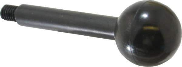 Gibraltar - 3/8-16 Stem, 1-3/8" Knob Diam, 1/2" Shaft Diam, Gear Lever Arm with Ball Knob - 1/2" Thread Length, 4" Handle Length, Carbon Steel Shaft, Plastic Knob - Exact Tool & Supply