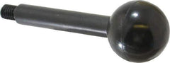 Gibraltar - 3/8-16 Stem, 1-3/8" Knob Diam, 1/2" Shaft Diam, Gear Lever Arm with Ball Knob - 1/2" Thread Length, 4" Handle Length, Carbon Steel Shaft, Plastic Knob - Exact Tool & Supply