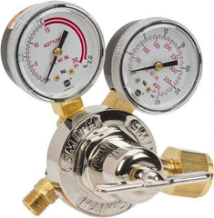Miller-Smith - 300 CGA Inlet Connection, B Fitting, 15 Max psi, Acetylene Welding Regulator - 9/16-18 L/H Thread, Left Hand Rotation - Exact Tool & Supply