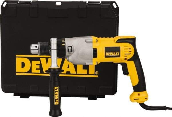 DeWALT - 120 Volt 1/2" Keyed Chuck Electric Hammer Drill - 0 to 56,000 BPM, 0 to 1,200 & 0 to 3,500 RPM, Reversible - Exact Tool & Supply