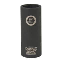 DeWALT - 3/8" Drive 3/4" Deep Impact Socket - 6 Points, 2-1/2" OAL - Exact Tool & Supply
