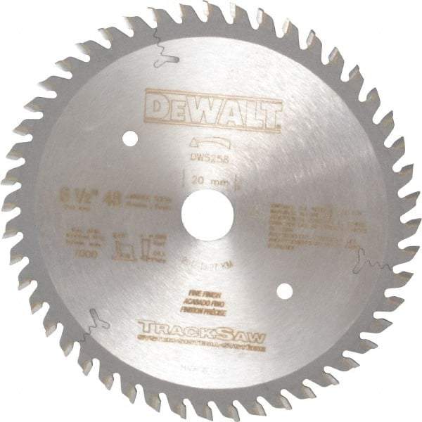 DeWALT - 6-1/2" Diam, 20mm Arbor Hole Diam, 48 Tooth Wet & Dry Cut Saw Blade - Carbide-Tipped, Crosscutting, Mitering, Ripping, Truing Action, Standard Round Arbor - Exact Tool & Supply