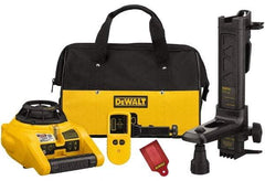 DeWALT - 100' (Interior) & 600' (Exterior) Measuring Range, 1/4" at 100' & 2mm at 10m Accuracy, Self-Leveling Rotary Laser with Detector - ±5° Self Leveling Range, 600 RPM, 2-D Battery Included - Exact Tool & Supply