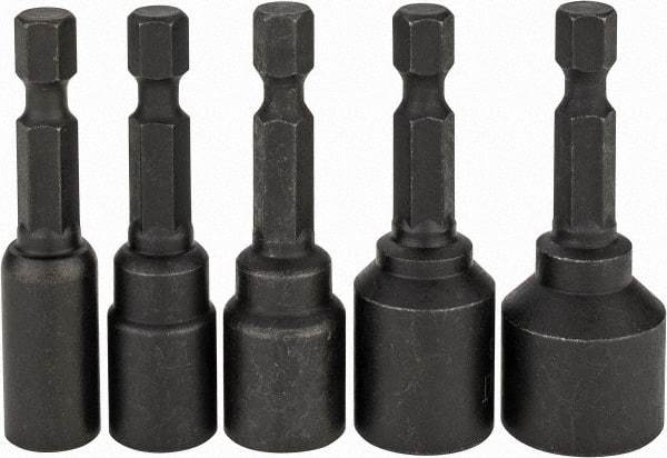 DeWALT - 5 Piece, Magnetic Nutsetter - 1/4 to 1/2" Hex, 1/4" Hex Drive - Exact Tool & Supply