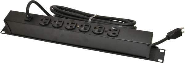 Wiremold - 6 Outlets, 120 Volts, 15 Amps, 15' Cord, Power Outlet Strip - 1 Circuits, Rack Mount, 5-15P NEMA Configuration, 19" Strip, cULus, UL Listed File 1449 - Exact Tool & Supply