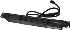 Wiremold - 6 Outlets, 120 Volts, 20 Amps, 6' Cord, Power Outlet Strip - Rack Mount, 6 Front NEMA Configuration, 19" Strip, cULus Recognized - Exact Tool & Supply