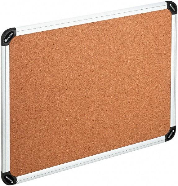 UNIVERSAL - 48" Wide x 36" High Open Cork Bulletin Board - Natural Cork, Silver Frame - Exact Tool & Supply